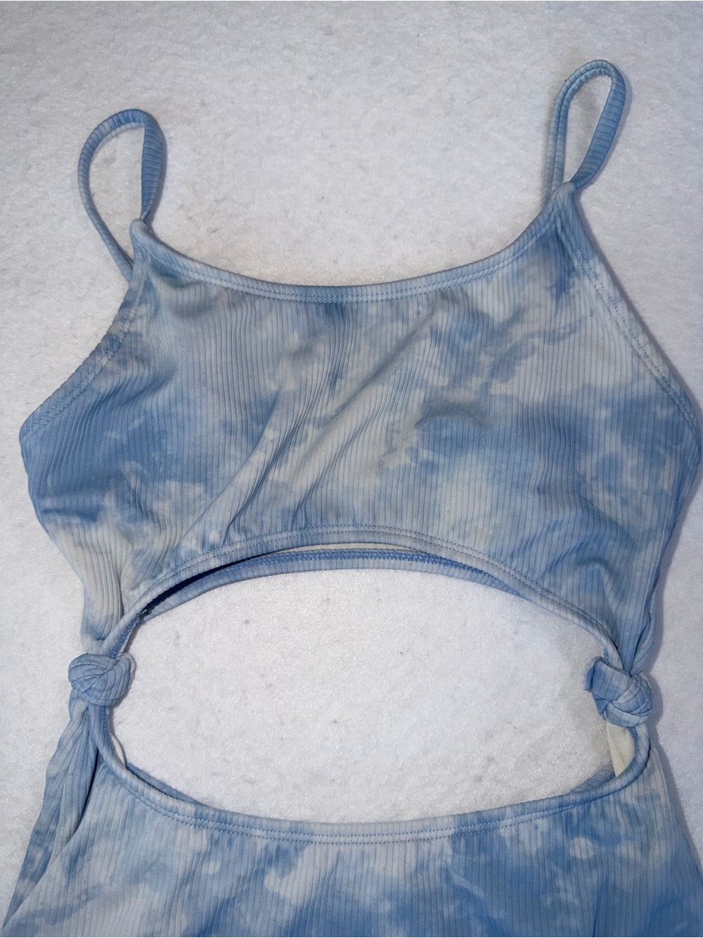 Targets Art Class Light Blue Tie-Dye Cutout Ribbed Bodysuit